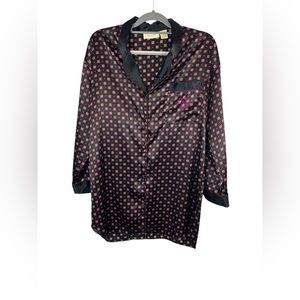 Vintage Victoria secret gold‎ label satin long sleeve sleep shirt size medium